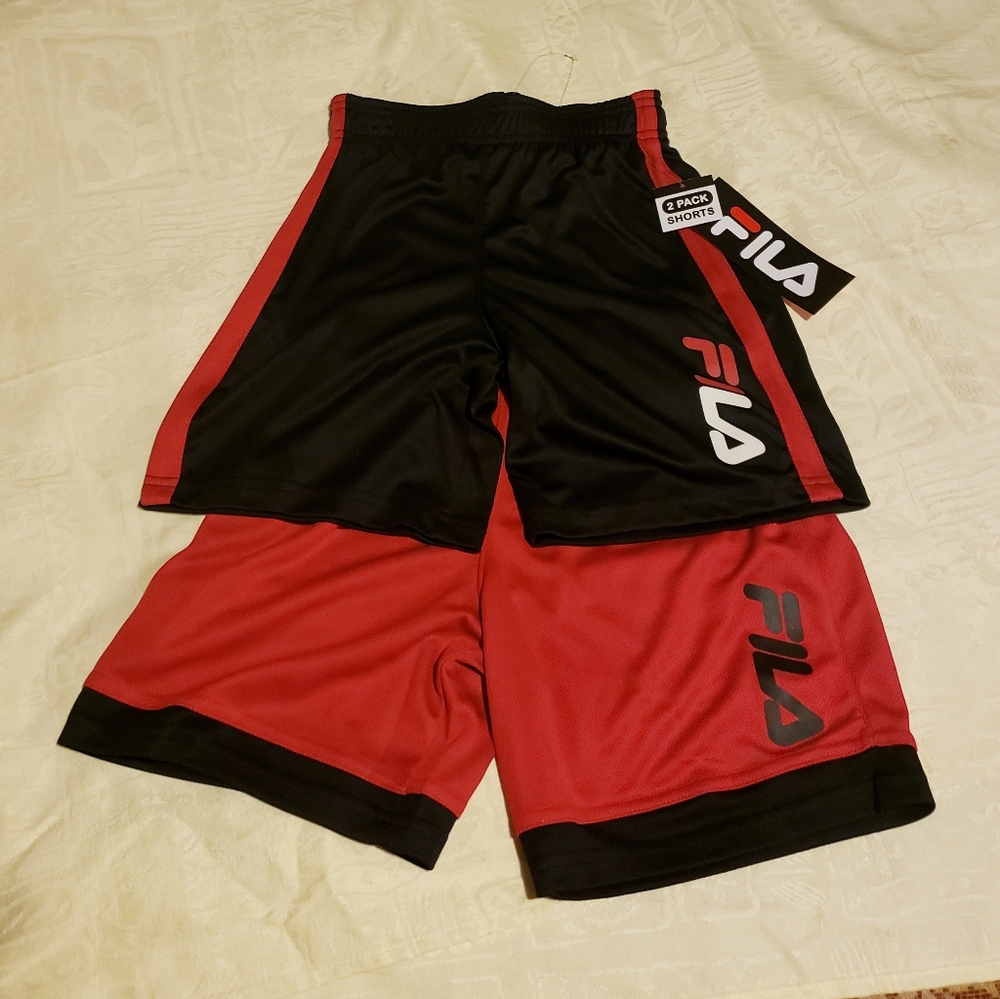 Fila Athletic 2 Pc Shorts Sz-7 Red & Black And Black & Red